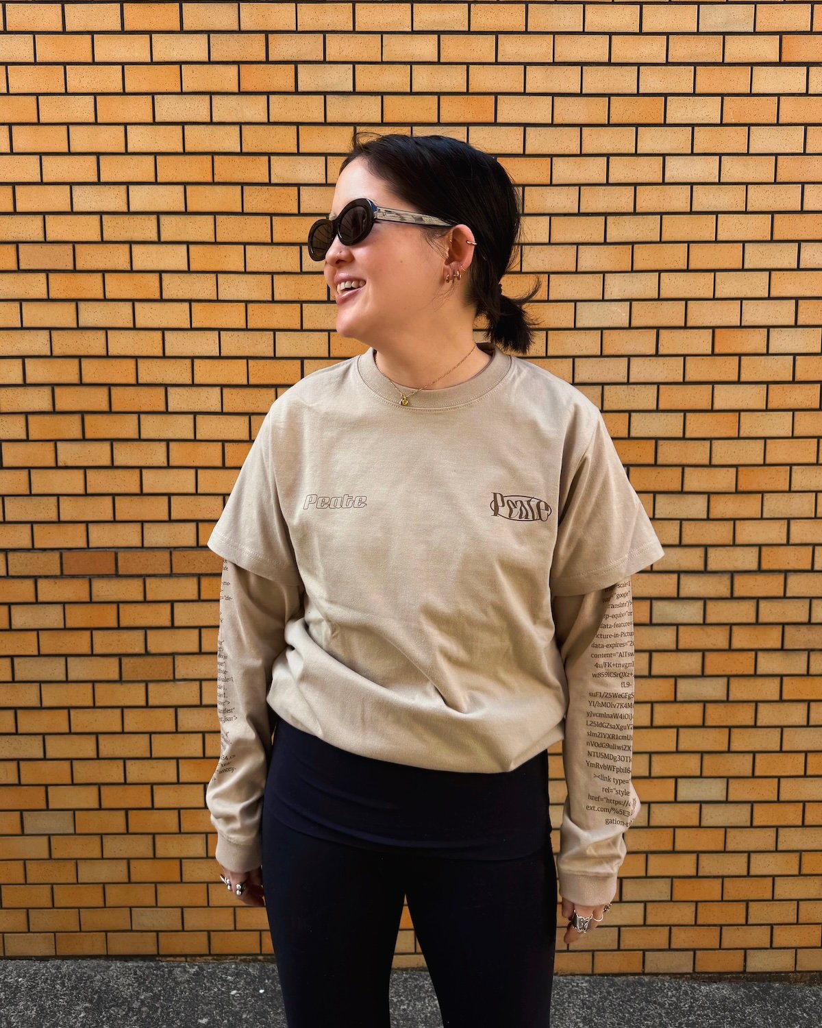 Peate layered T-shirt 2P(Beige) | Peate