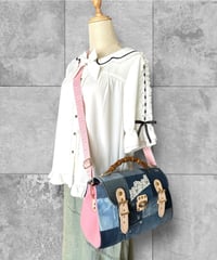 Carter messenger bag(リメイクデニムパッチワーク・ピンク)