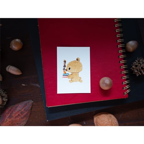 小さな原画　あきのもりゆうびんきょく「あきのおとどけでーす」