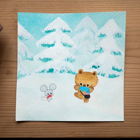 ちゅうくらいの原画　えほんとつばめ 「あのこがかえってきたら ここでパーティーしよう」