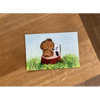 ポストカード　絵本とつばめ「このほんに　きみ　でてくるんだ」