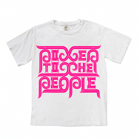 受注生産（期間限定:02/11まで）POWER TO THE PEOPLE Tee  / 雪白×蛍光ピンク