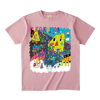 在庫１点のみ：オーガニックコットン Tee - ダスティピンク/Ｓ - 'PIKO KAMON こちら天国'