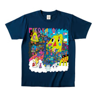 オーガニックコットン Tee - ネイビー/Ｍ - 'PIKO KAMON こちら天国'
