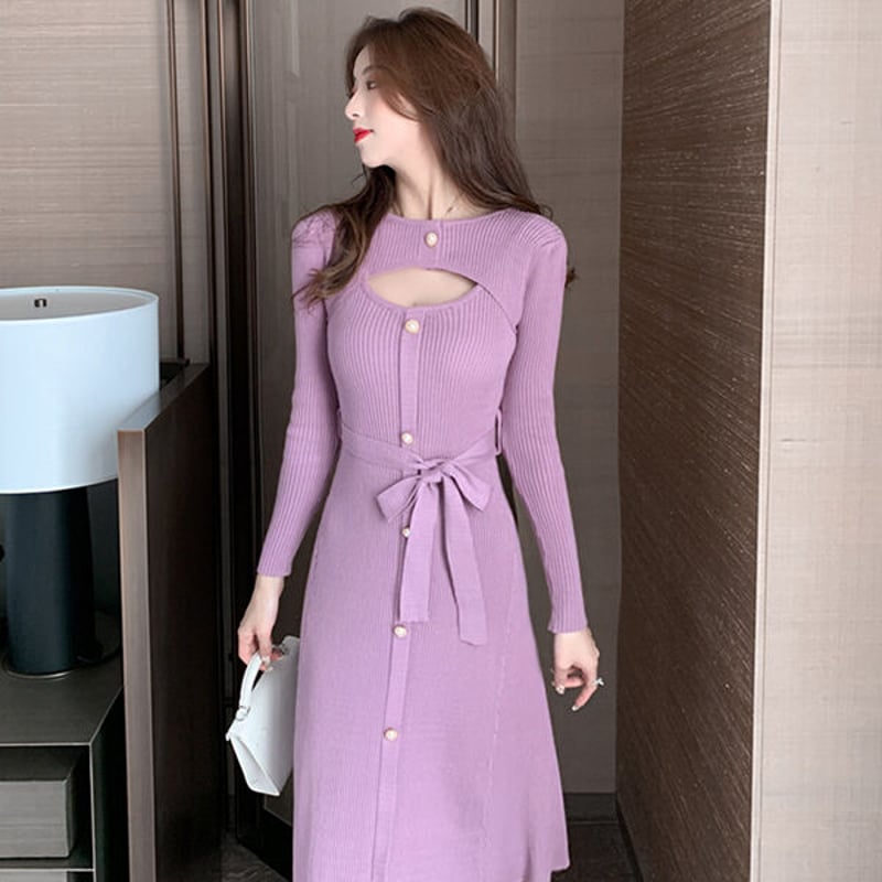 A006 胸あき上品セクシーニットワンピース | MODE REPUBLIC A006 胸あき上品セクシーニットワンピース | MODE REPUBLIC