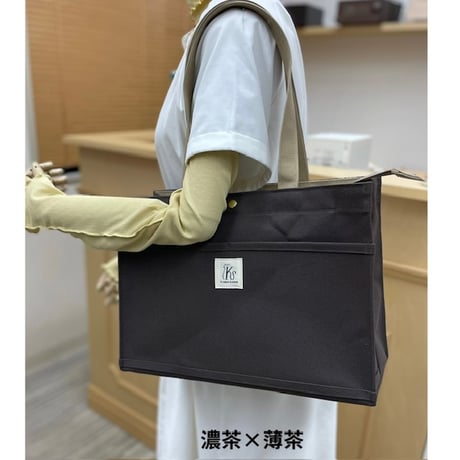 【受注制作】　スクエアトート　ファスナー付き　ワイド肩掛け
