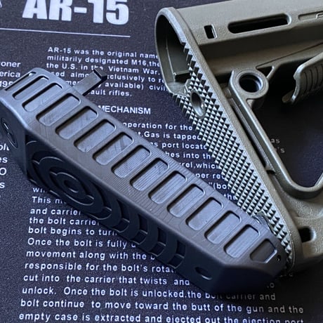 【鬼タフレジン使用強度UP版】MAGPUL CTR用ストックパッド　３セルリポ用　ダークパーカー塗装済