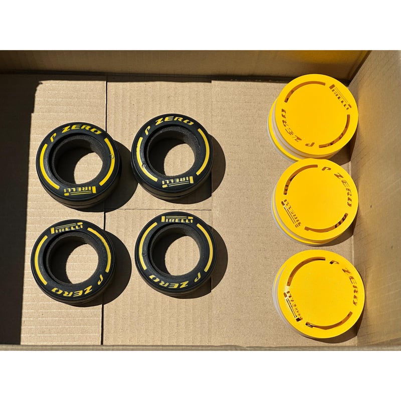 タミヤ F104用ラバータイヤ塗装テンプレート PIRELLI F1ロゴ 2枚セット