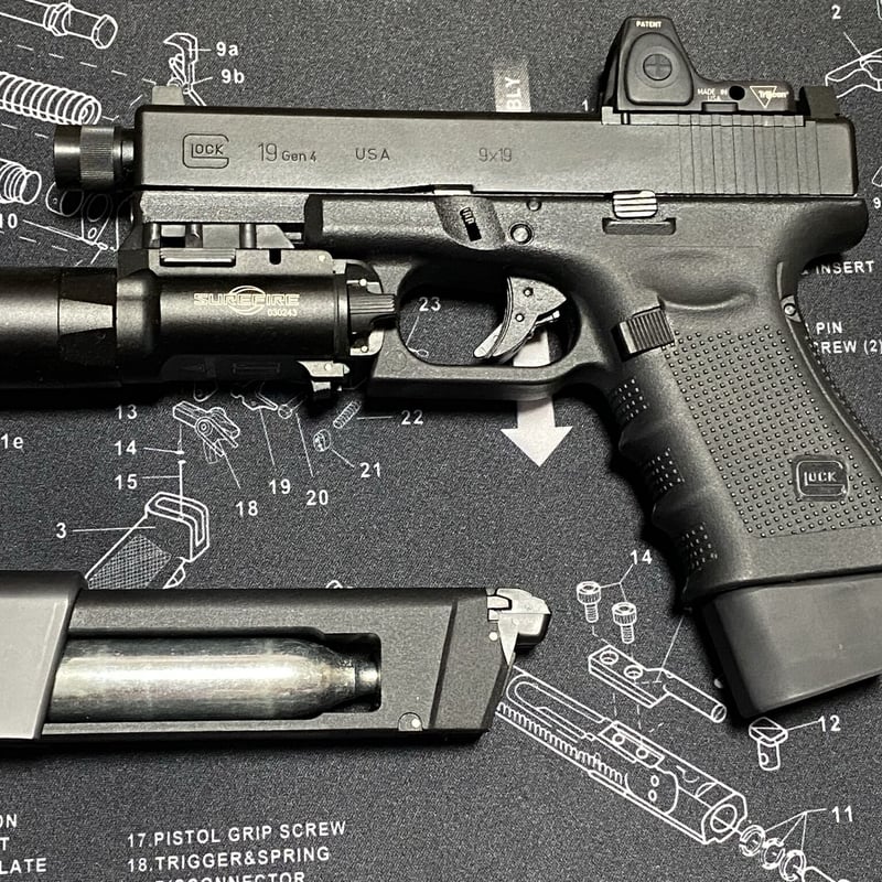 UMAREX GLOCK19対応 KJ WORKS CO2マガジン用グリップアダプタ 3個セッ...