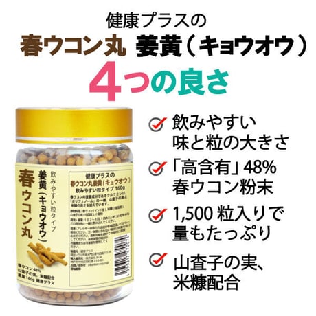 期限切迫品　春ウコン丸 キョウオウ クルクミン 山査子の実 米糠 飲みやすい 粒タイプ 1500粒入り 健康プラス 韓国製 サプリメント