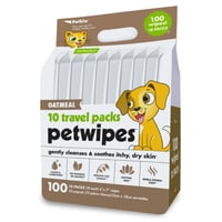 ペットキン 犬用 猫用 オートミール配合 マイクロファイバーウェットシート トラベルパック 10枚入り 10パック petkin