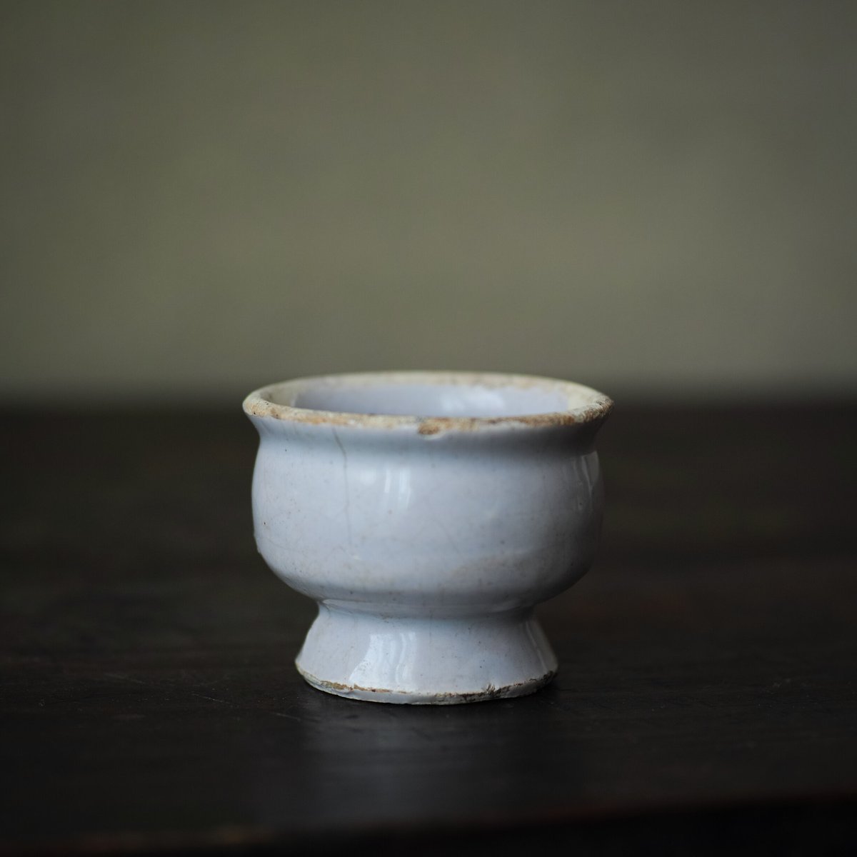 希少17世紀 オランダ デルフト 染付輪線巴文小壺 17世紀オランダ