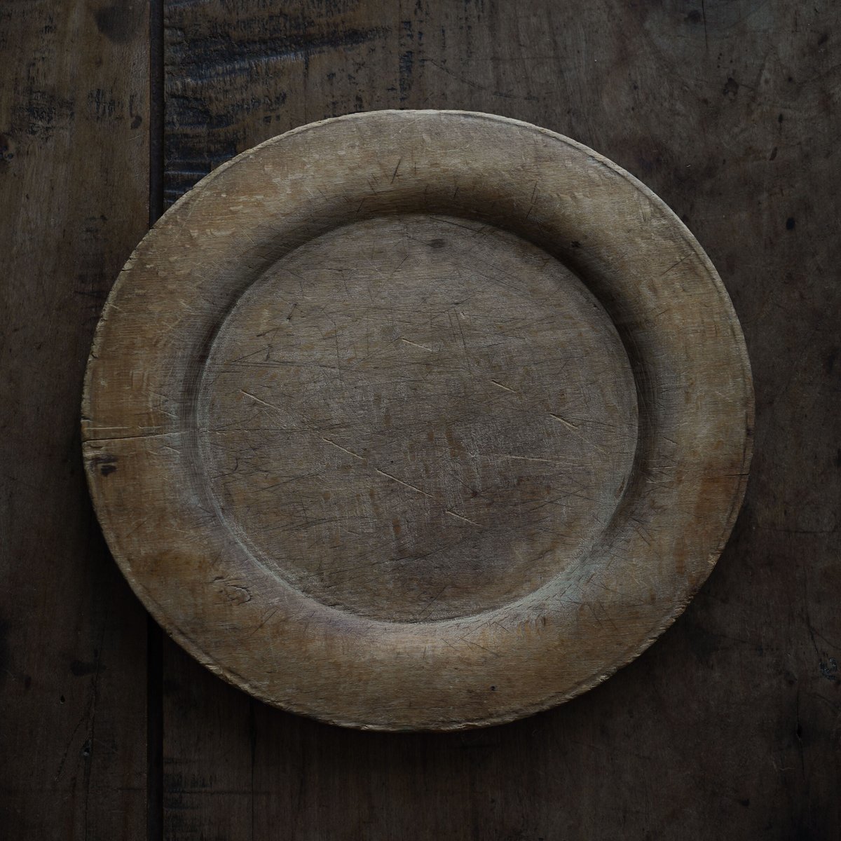 18世紀 スウェーデン木皿 / Swedish Wooden Rim Plate / Sweden 18th C. / b