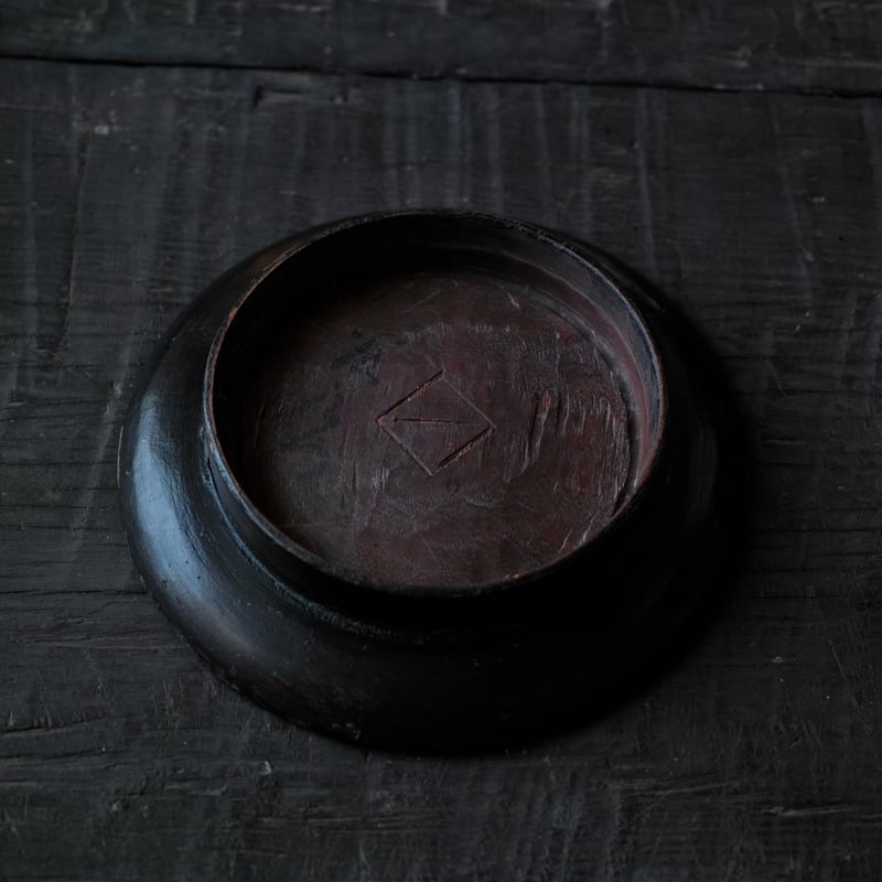 台付木地漆盆 栗材 / 江戸後期 (1) | tsuchika