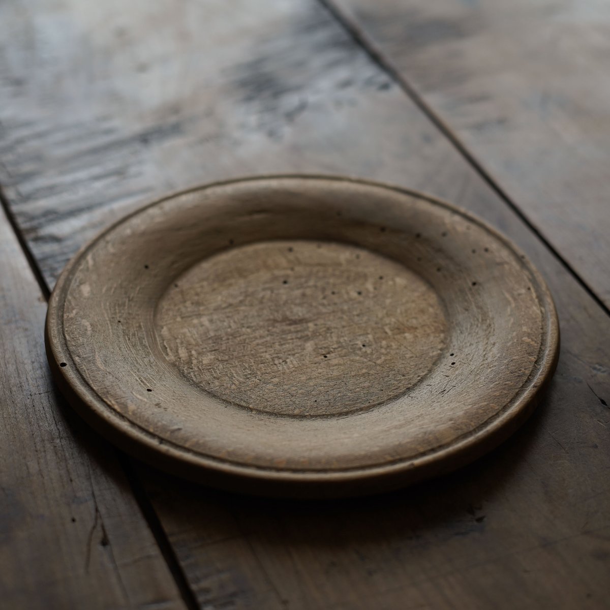 18世紀 スウェーデン木皿 ワイドリム 厚手 / Swedish Wooden Wide Ri