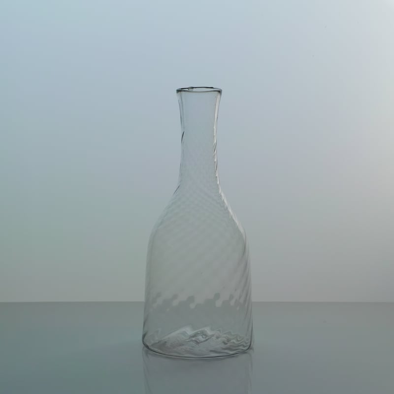 18-19世紀スウェーデン 古い手吹きガラス ツイストボトル カラフェ