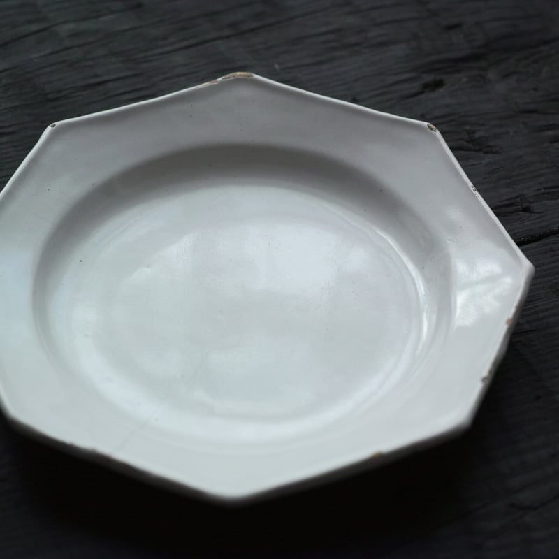 18世紀 フランス ムスティエ 白錫釉オクトゴナル皿 / France 18th C