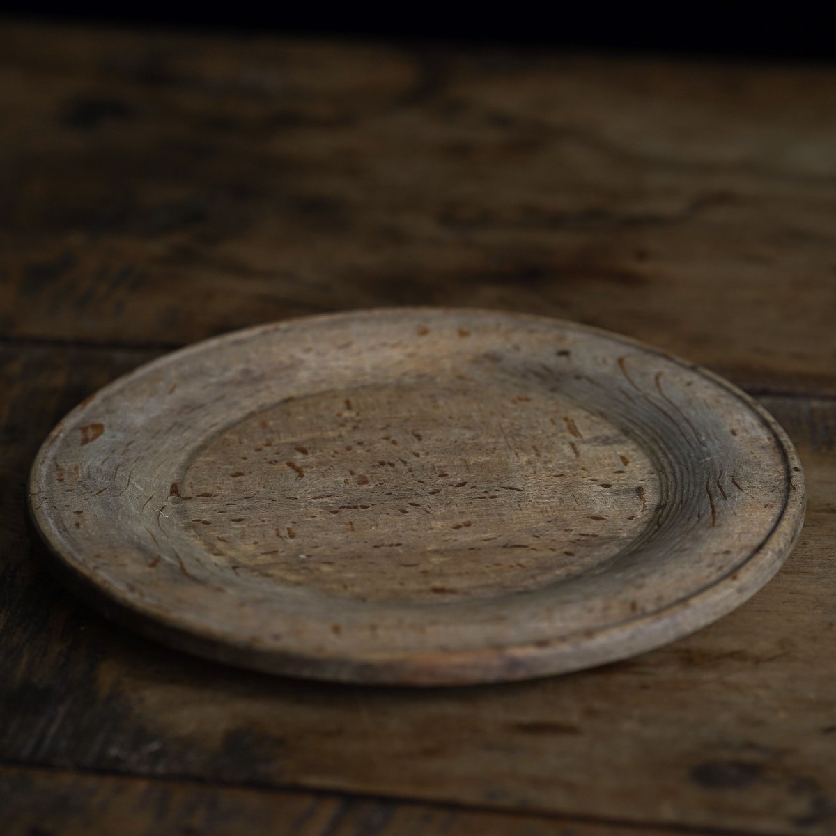 18世紀 1700年代 スウェーデン木皿 Swedish Wooden Round Rim Plate 