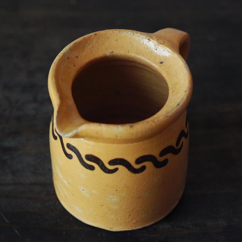 19世紀 南フランス 抽象文スリップウェア 黄釉ピッチャー / France  