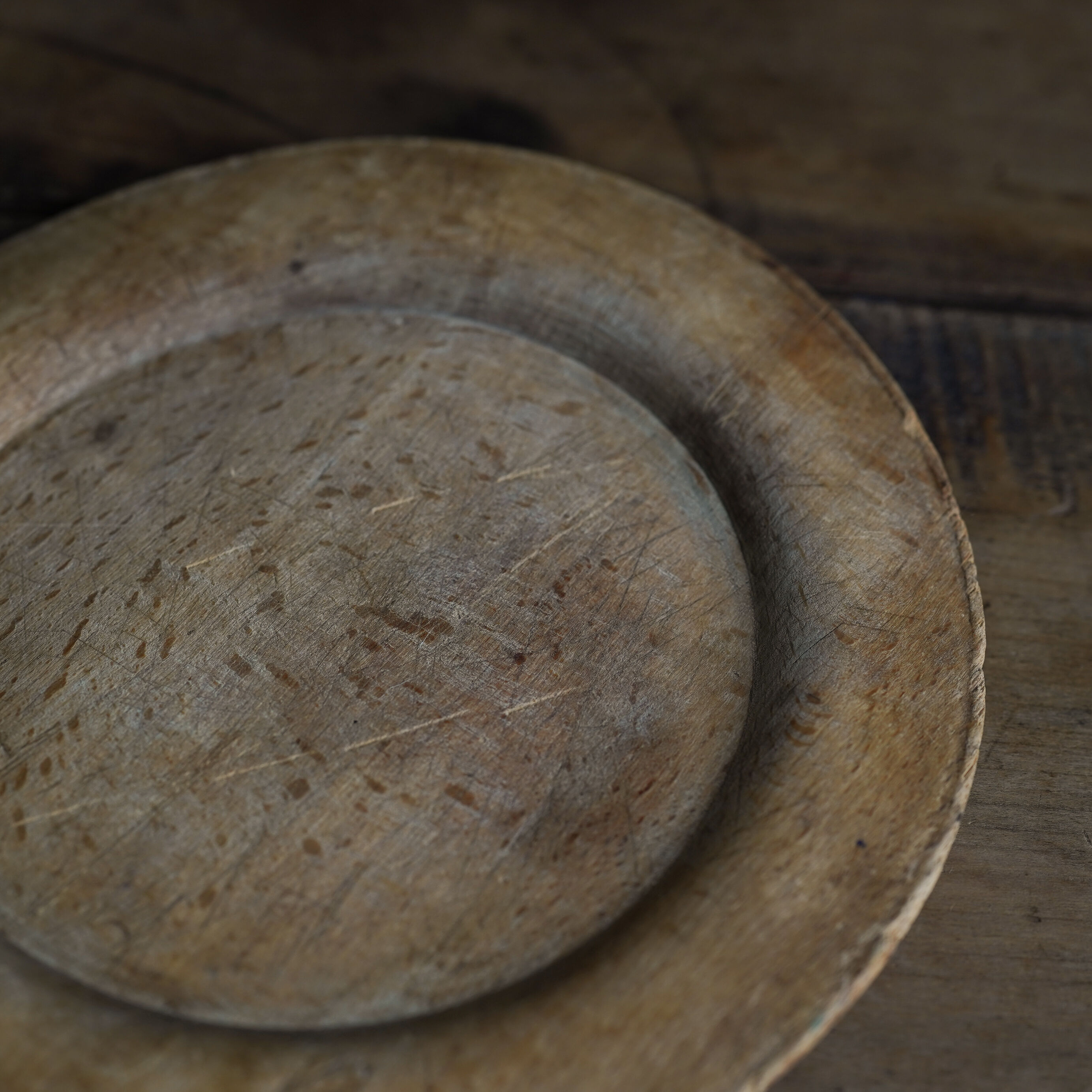 18世紀 スウェーデン木皿 / Swedish Wooden Rim Plate / Swed