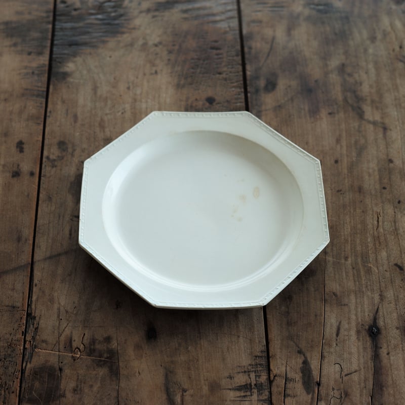 オクトゴナル／クレイユ窯／ファイアンスフィーヌ／19世紀／ダイヤリム／ディナー皿 19世紀フランス クレイユ ファイアンスフィーヌ オクトゴナルプレート