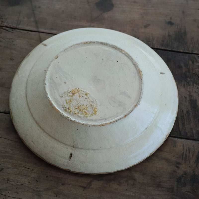 送料込　マヨリカ陶器　猪　アンティーク　骨董　大皿 絵皿 20cm マヨリカ焼き ウサギ イタリア陶器 アンティーク調