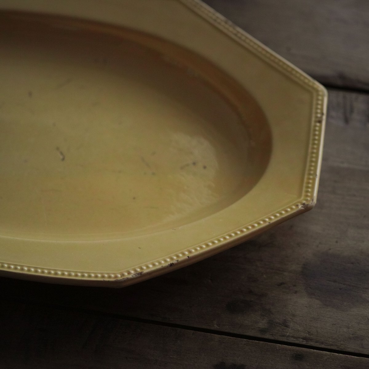 19世紀 南フランス アプト焼 黄釉オクトゴナル オーバルプレート / APT