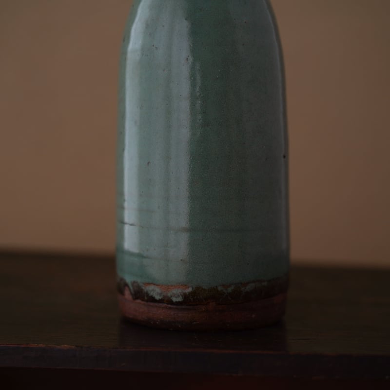 19世紀 布志名焼 緑釉無地徳利 / Fujina-Ware Green-glazed Sak