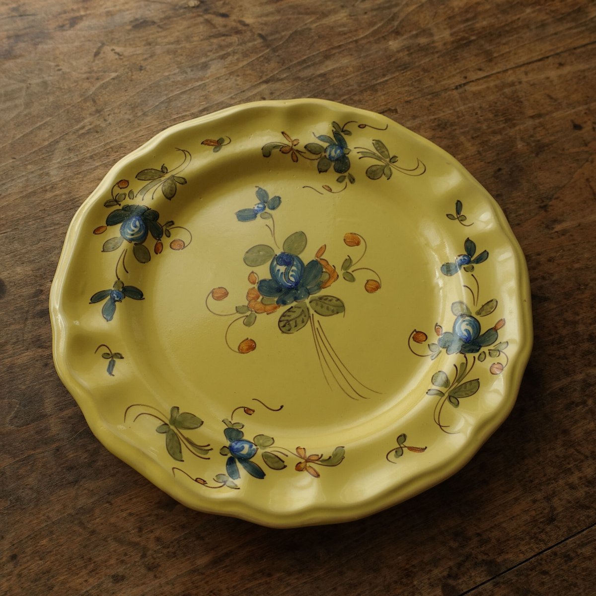 中国明時代 黄南京 皿 直径20.6㎝ 東さ7-0629☆2F 中国明時代 黄南京