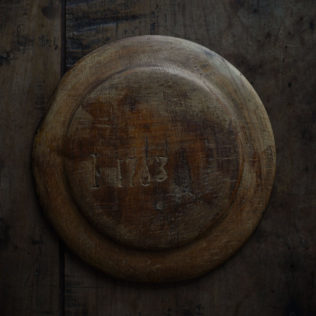 18世紀 スウェーデン木皿 / Swedish Wooden Rim Plate / Sweden 18th C. / d