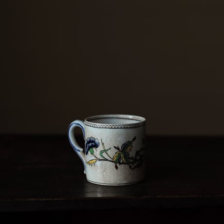19世紀 フランス サルグミンヌ 色絵草花鳥文 カップ&ソーサー / France 19th C. / A