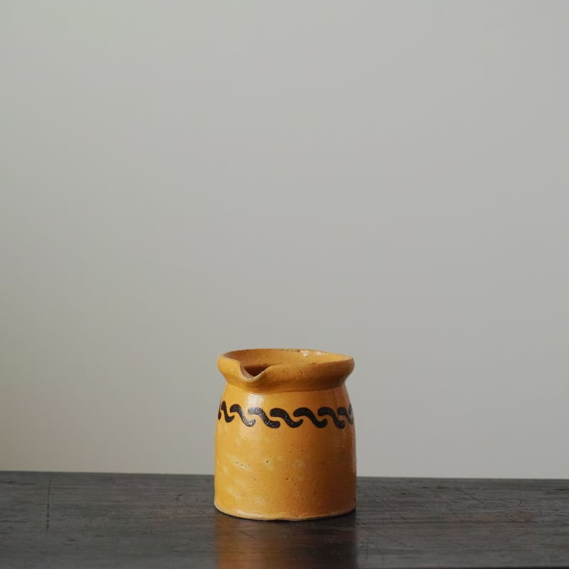 19世紀 南フランス 抽象文スリップウェア 黄釉ピッチャー / France