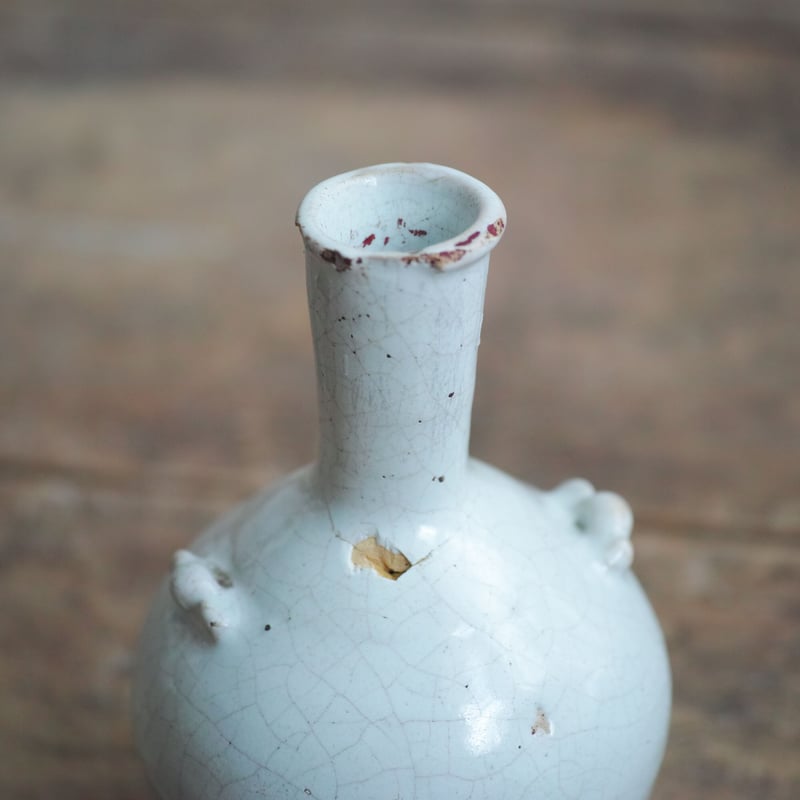 18世紀 フランス ファイアンス白錫釉双耳瓶 / Faience Bottle / Franc