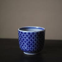 印判手市松文筒猪口 / 明治時代
