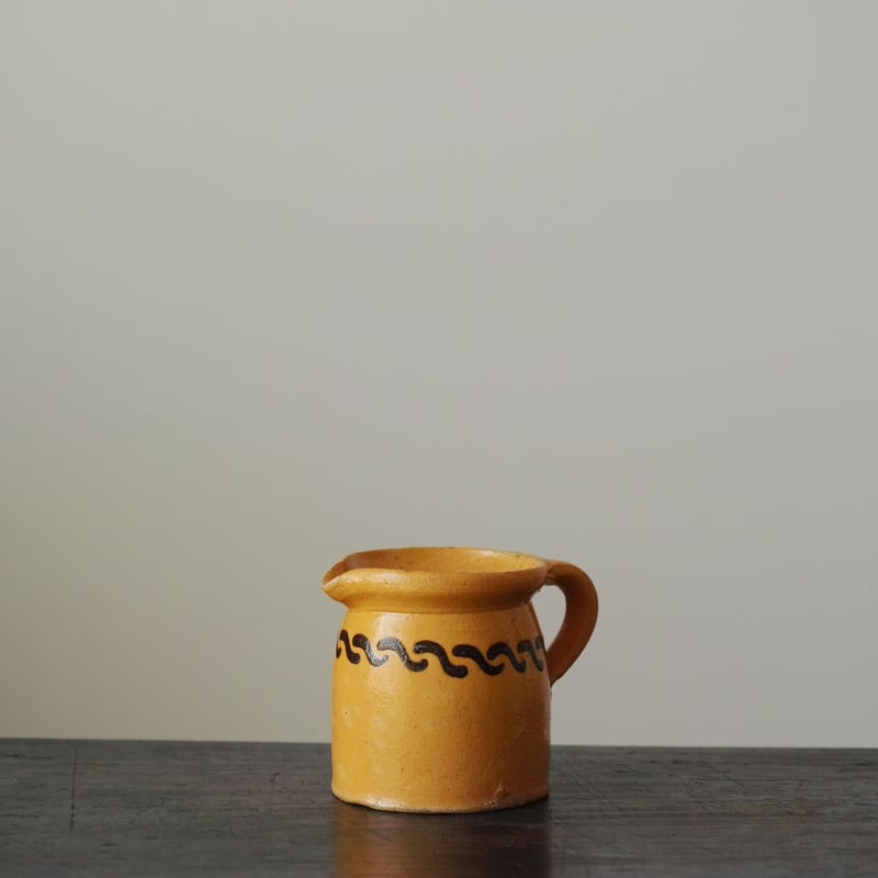 19世紀 南フランス 抽象文スリップウェア 黄釉ピッチャー / France