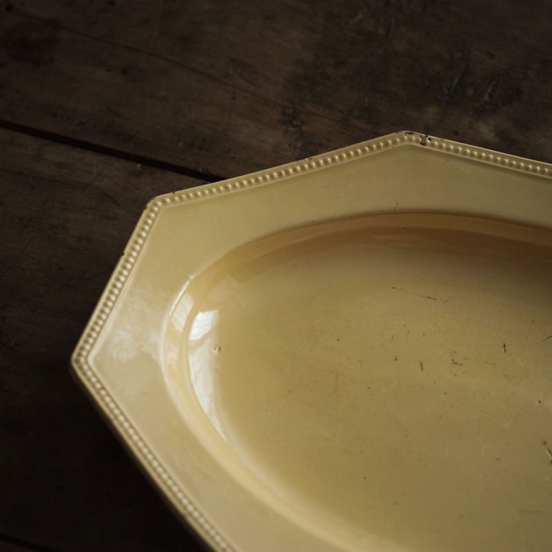 19世紀 南フランス アプト焼 黄釉オクトゴナル オーバルプレート / APT