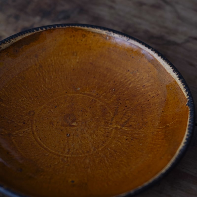 19世紀 アメリカ 大らかな無地のレッドウェア皿 / Redware Pie