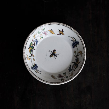19世紀 フランス サルグミンヌ 色絵草花鳥文 カップ&ソーサー / France 19th C. / A