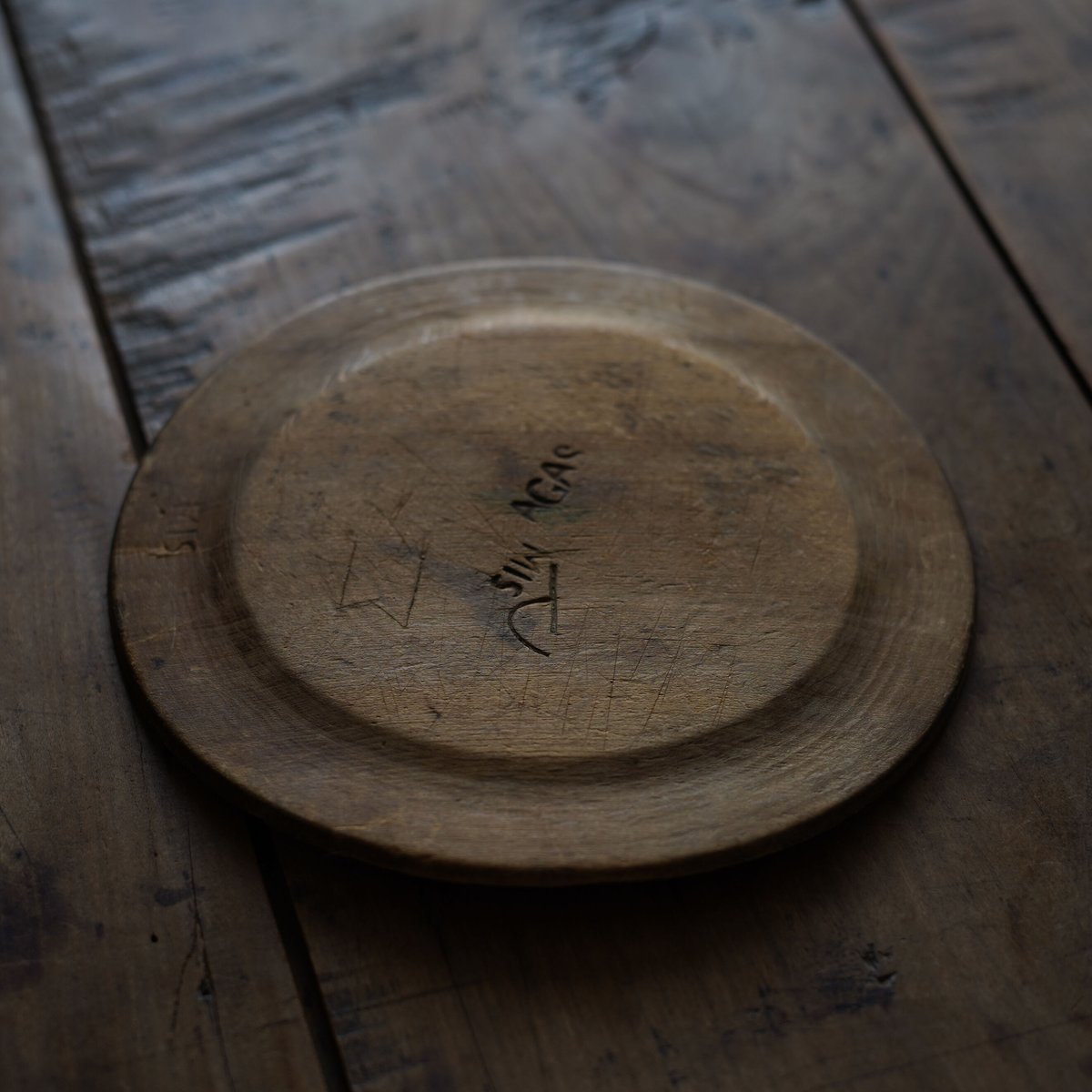 18世紀 1700年代 スウェーデン木皿 Swedish Wooden Round Rim Plate