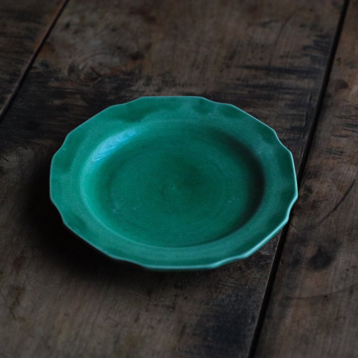 珉平焼　無地　額皿 gallery yaichi/antique/tableware/珉平焼無地緑釉長角皿