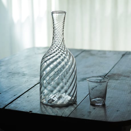 18-19世紀スウェーデン 古い型吹きガラス ツイストボトル カラフェ デキャンタ / Sweden 18-19th C.