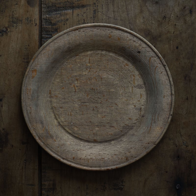 18世紀 スウェーデン木皿 ワイドリム 厚手 / Swedish Wooden Wide Ri