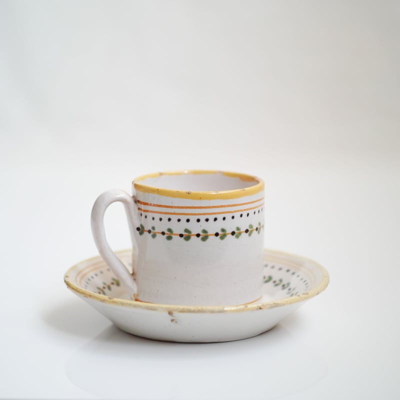 18世紀 フランス ファイアンスフィーヌ カップ＆ソーサー / Faience