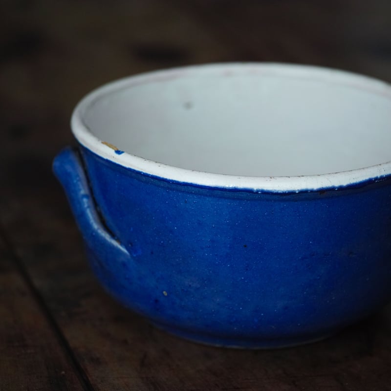 18-19世紀 フランス 珍しい青いキュノワール ボウル 丸鉢 / Cul Bleu