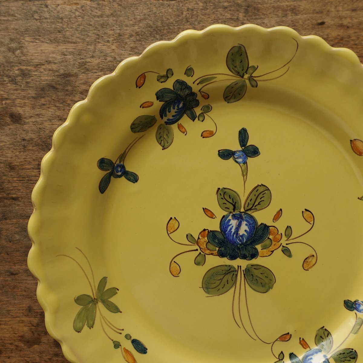 専用19-20世紀 南フランス 黄釉色絵輪花深皿 23cm 伊丹十三の台所 2枚