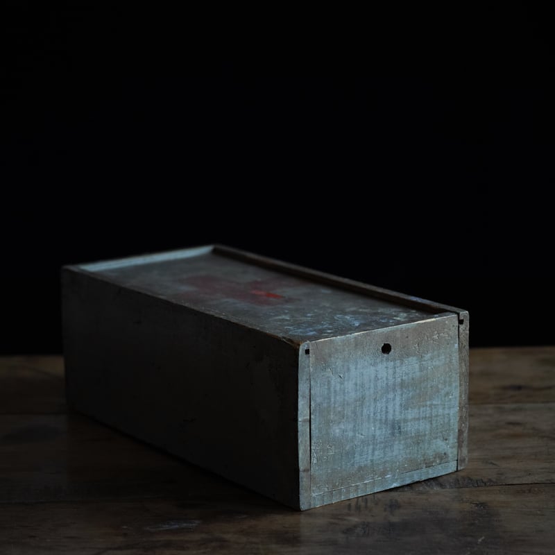 19世紀 ドイツ レッドクロスの古い木箱 / Red Cross Wooden Box / G