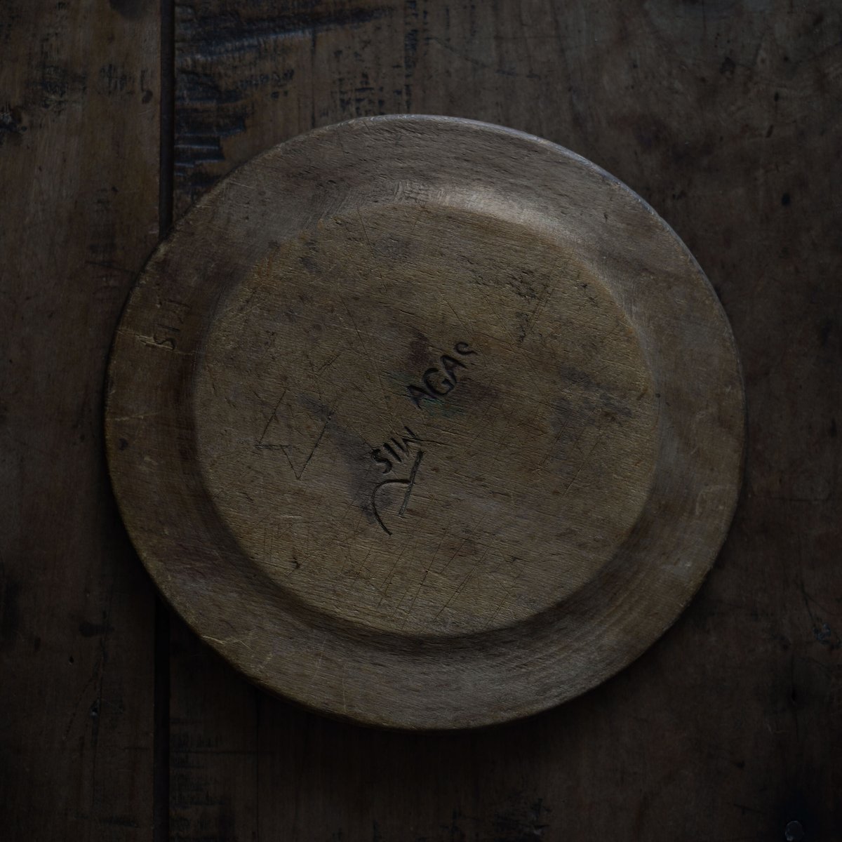 18世紀 スウェーデン木皿 / Swedish Wooden Rim Plate / Sweden 18th C. / b