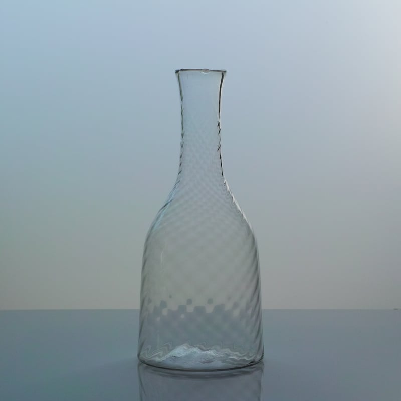 18-19世紀スウェーデン 古い手吹きガラス ツイストボトル カラフェ