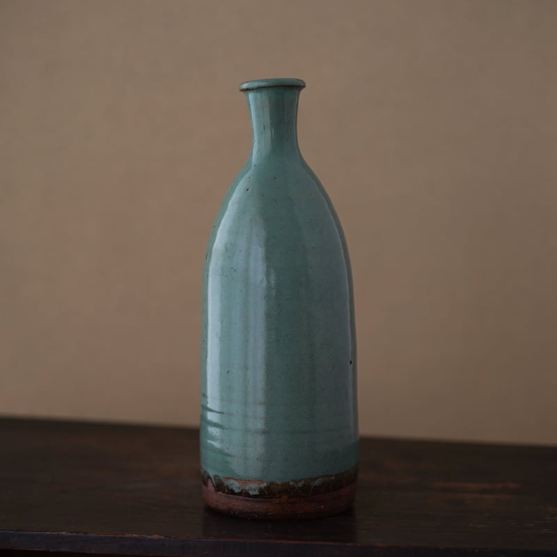 19世紀 布志名焼 緑釉無地徳利 / Fujina-Ware Green-glazed Sak