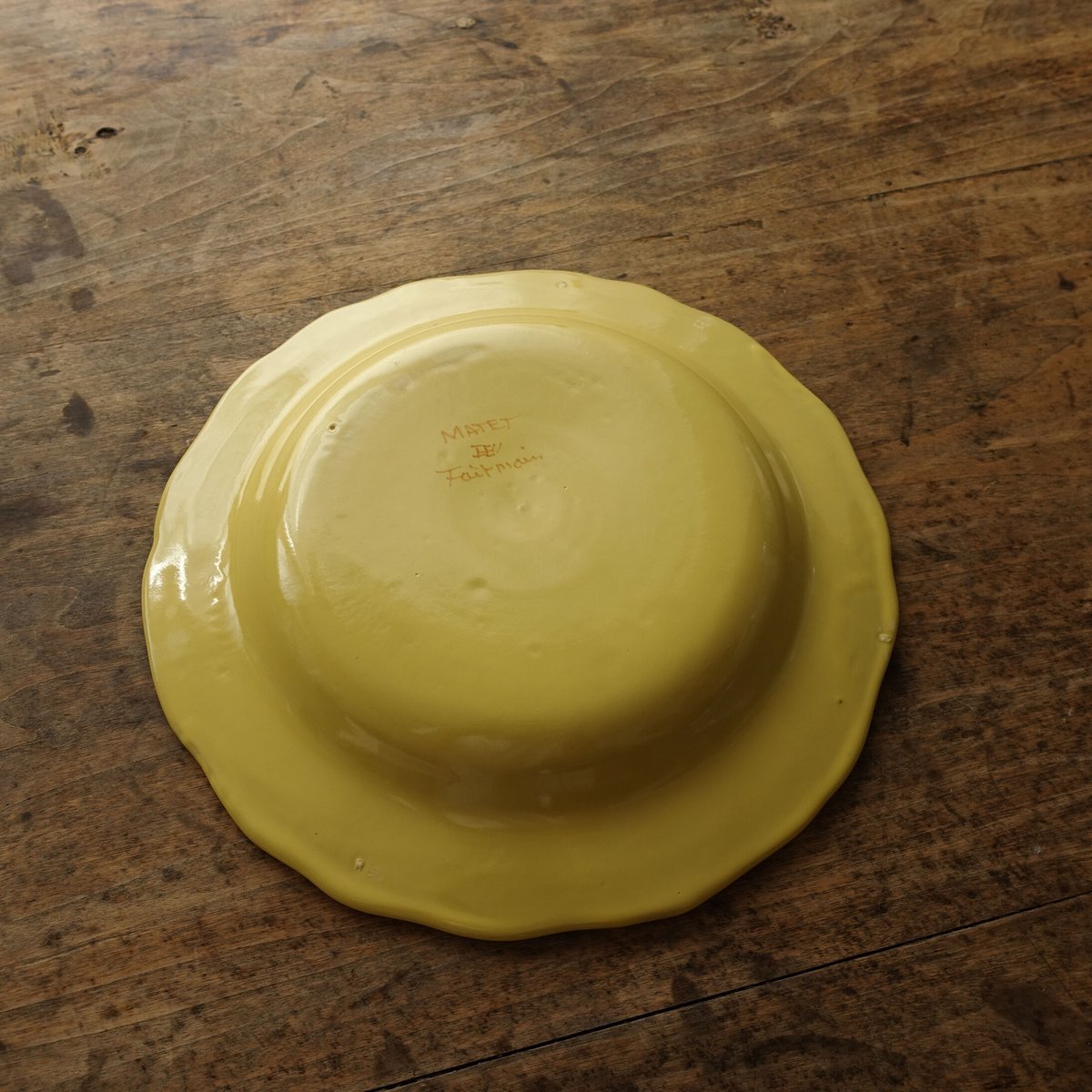 19-20世紀 南フランス 黄釉色絵輪花深皿 23cm / France 19-20th 19-20世紀 南フランス 黄釉色絵輪花深皿 23cm / France 19-20th